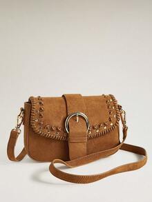 Wovira Women's Handbag, Suede Crossbody Bag, With Drawstring Detail And Buckle Embellishment, A Retro Casual Shoulder Bag, Suitable For Daily Commuting, Shop - Brown - View 2
