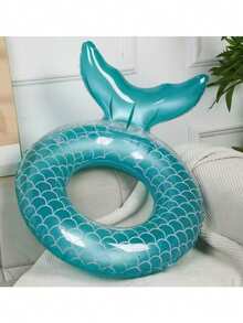 Mermaid Tail Inflatable Swim Ring, Scale Pattern Swim Ring, Ideal For Summer Beach And Pool Parties - Multicolor - View 6