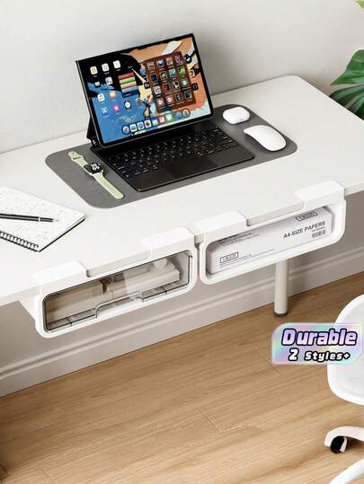 Desk Bottom Drawer‑Type Storage Box, Invisible Under‑Desk Organizer For Office Home Study Desk Stationery Supplies Storage