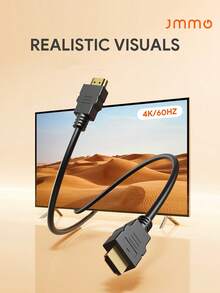 JMMO 4K High Speed HDMI-Compatible Cable 6.6FT/2M,4K@60Hz 18Gbps HDMI-Compatible Cord,24K Gold-Plated Connectors Compatible With Laptop,Projector & More - Hitam - View 1