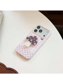 ShellaStory Creative Dot Mushroom Stand Suitable For 17pro Phone Case Phone18 Soft Case 15 Niche Ins Style 16 Shockproof Creative, Retro Style, Geometric, Simple Style, Fresh Style, Clash Style, Niche, Ins Style - Berry powder - View 8