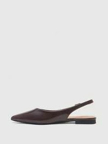 CUCCOO BIZCHIC 新款法式尖頭後空休閒通勤女式平底鞋 - 咖啡棕 - 查看 9
