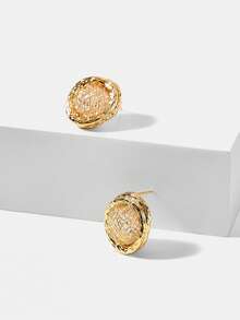 PRE ELEGANT MESH SPLICING SPARKLING STONE STUD EARRINGS - Gold - View 7