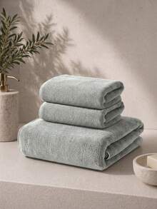 Cirelle 1pc/3pcs Ultra Soft Bath Towel - Super Absorbent & Quick Drying Grey Bath Towels, Thick Plush Hand Towel & Washcloth Set For Bathroom, Gym, Spa - Light Grey - View 2