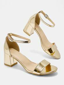 CUCCOO CURVES Plus Size Women's Simple Classic Design Bund Sandals For Christmas Wide Fit Summer Shoes - Metal gold - View 10