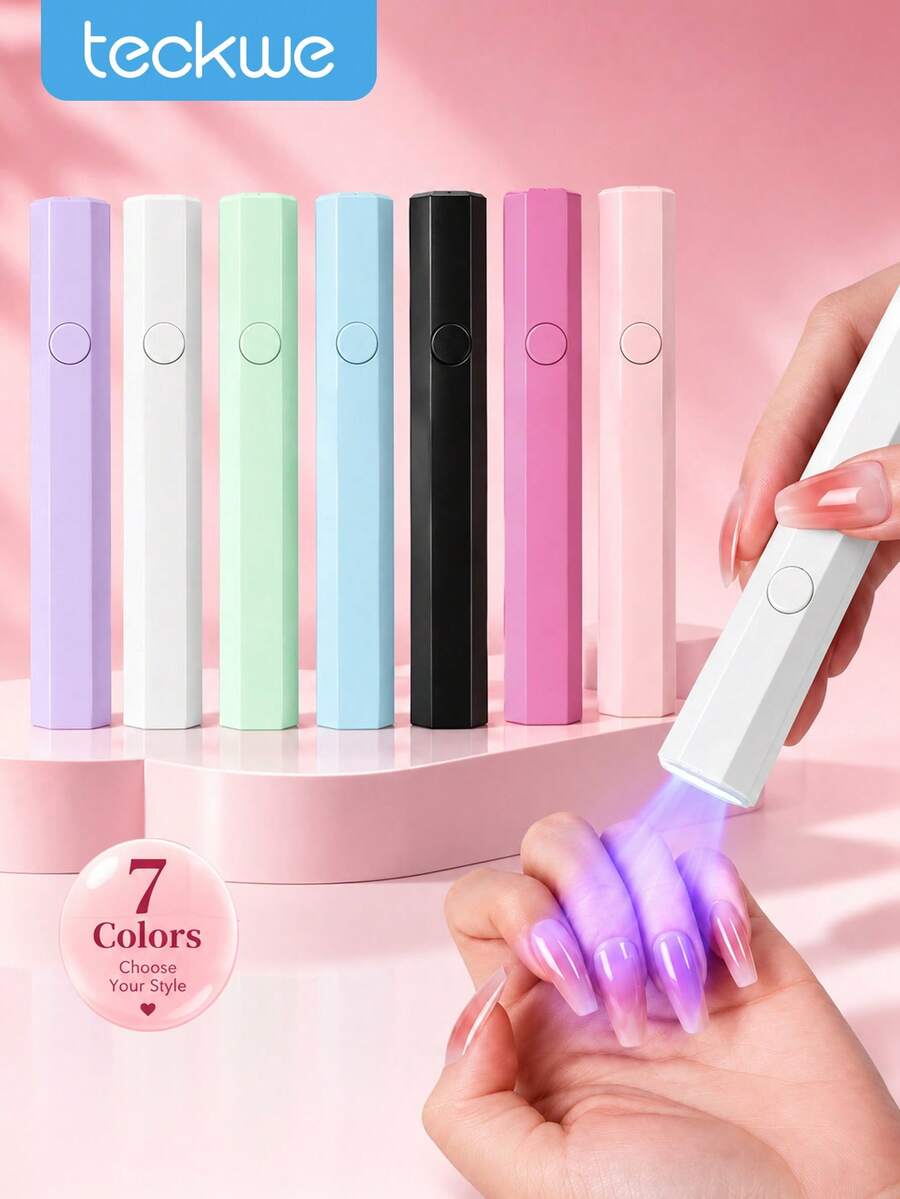 Teckwe LED Nail Lamp, USB-Rechargeable Cordless Nail Light, Portable Smart Timer Gel Nail Drying Lamp, Fast-Curing For Gel Polish, Acrylics, And Nail Extensions – Compact Nail Tool For Salon And Travel 180mAh