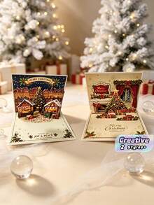 3D Pop‑Up Festival Greeting Card, Premium Christmas Arctic Cabin, Merry Christmas, Unique Pop‑Up Greeting Card - one size fits all - View 1