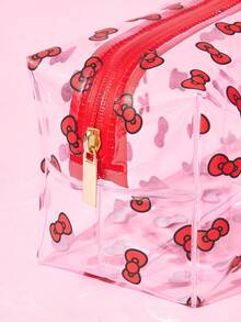 HELLO KITTY AND FRIENDS | SHEIN حقيبة مستحضرات تجميل شفافة من مادة PVC مع سحاب مطبوع مقاوم للماء، حقيبة سفر متعددة الوظائف & منظم مكياج، مثالية لتخزين مستلزمات العناية اليومية والقرطاسية والأغراض الصغيرة - متعدد الألوان - مشاهدة 4