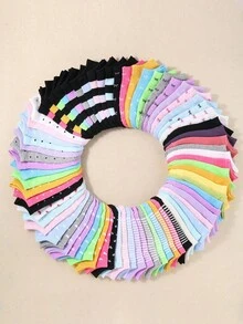 SHEIN Random Kids Girls Colorful Cute Low Cut Ankle Socks Mix Bow Heart Stripes Polka Dot Patterns Soft Breathable No-Show Kids Multicolor Socks Pack - Multicolor - View 2