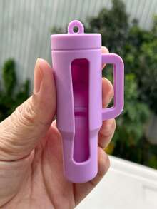 Silicone Lipstick Protective Case With Keychain, Creative Scratch Resistant Lip Balm Sleeve Cover - Multicolor - View 7