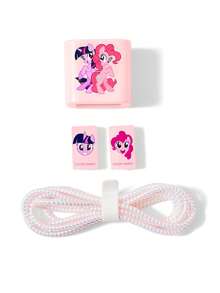 My Little Pony X SHEIN 4件組數據線保護套，適用於充電線，櫻桃印花圖案，充電線保護套（不含數據線） - 粉色 - 查看 3
