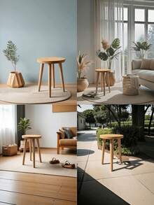 1PC Removable Wooden Round Seat - Anti-Slip Multi-Functional Stool - Suitable For Dressing Tables, Bars, Bathrooms, Flower Pot Stands, Living Rooms, Dining Rooms, And Offices - Multicolor - View 3