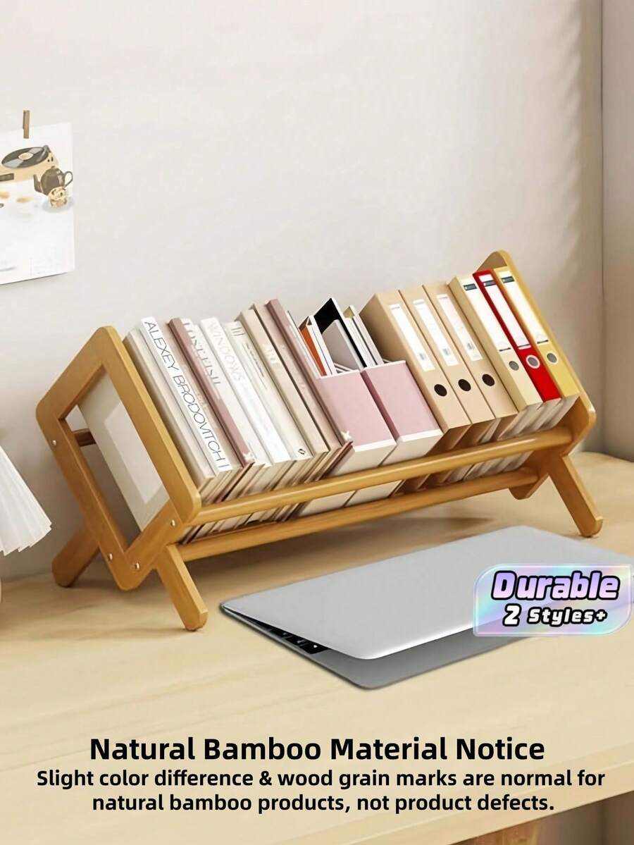 1pc Desktop Bookshelf Storage Rack, Simple Tabletop Organizer For Picture Books, Office Documents, Small Countertop Display Shelf For Home Study Decor - primary color - View 1