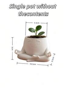 1PC 3D PRINTED CREATIVE HEART SHAPED MULTIFUNCTIONAL CUTE FLOWER POT PLANTER FOR SUCCULENT GREEN PLANTS HOME OFFICE DESK DECORATION GARDEN BALCONY INDOOR GIFT - White - View 8