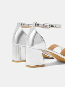 CUCCOO CURVES Plus Size Women's Simple Classic Design Bund Sandals For Christmas Wide Fit Summer Shoes - Silver A - View 8