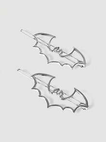 MortiRose 2 Pieces Of Personalized Gothic Bat Daily Travel Party With Women's Hairpin, Halloween, Halloween Accessories/, Halloween Costume/Gothic - Silver - View 18