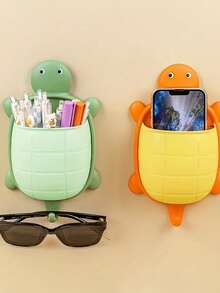 Creative Cartoon Turtle Storage Rack, Punch-Free Multifunctional Wall Mount Organizer Box For Home Kitchen, Bedroom And Wash Basin Countertop - Multicolor - View 3