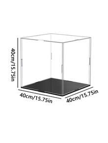 Black Base High-Definition Collectible Display Box, Assembled Transparent Acrylic Box, Alternative To Glass Box, Used For Displaying Figurines, Dolls, Ornaments, Home Storage & Organization, Gift Box - Black - View 14