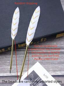 1PC European Vintage British Style Golden Feather Pen Calligraphy Writing Tool For Wedding Christmas Party Gift Teacher Student Victorian Literary Themed Decor - Multicolor - View 16