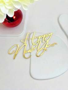 1pc/3pcs/6pcs ﻿Golden Acrylic Happy New Year 2026 Cake Topper ForNew Year's Party DIY Cake Dessert Decorations - Multicolor - View 10