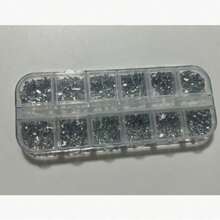 12 Grid Nail Art Box Set, Silver Rhinestone Patch Strip Box Accessory Set - Silver - View 8