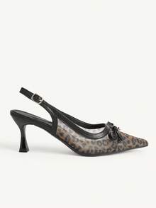 CUCCOO CHICEST Ladies Spring And Summer New Yellow Leopard Print Color Pointed Bow Stiletto Heel Wear Elegant Breathable High Heels - yellow leopard print - View 8