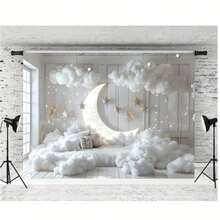Moon Stars Clouds Photography Background Backdrop For Birthday Party Home Decor Celebration Photo Booth Props Indoor Wall Decoration Festival Event Supplies - Multicolor - View 11
