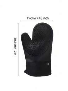 1PC Black Silicone Heat Resistant Oven Glove Long Two Finger Anti Scald Non Slip Bake Kitchen Universal Size Cooking Baking BBQ - Black - View 2