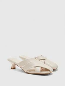 CUCCOO BIZCHIC Women's Daily Fashion Elegant High Heel Slide Sandals - White - View 2
