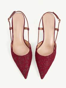 CUCCOO CHICEST Sandal Wanita Ujung Lancip Warna Nude dengan Tali Belakang dan Penutup Ujung Sepatu Musim Gugur - Renda merah - View 7
