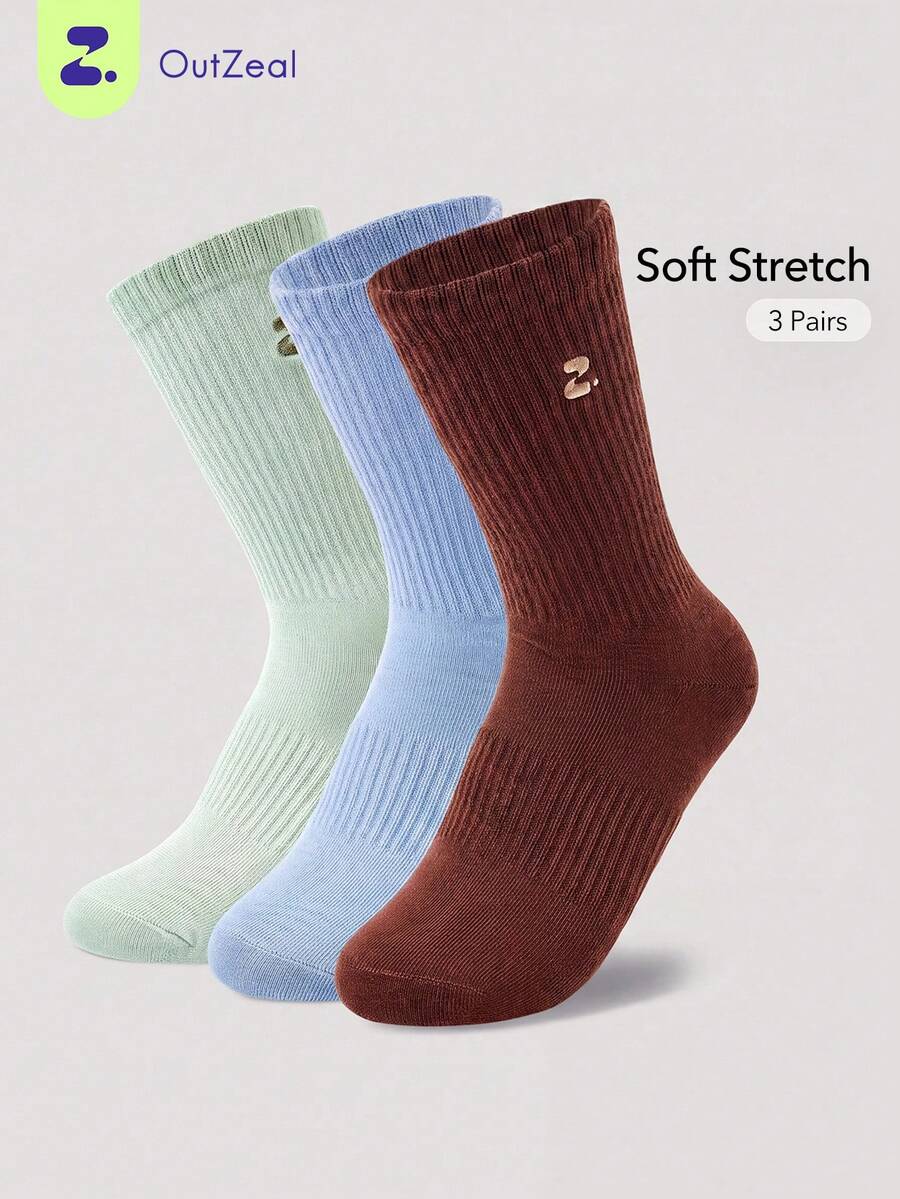 OutZeal 3 Pairs Of Multi-Color Embroidered Breathable Quick-Drying Medium Tube Casual Sports Socks - Multicolor - View 1