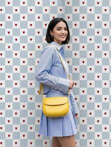 Joivida 1Pc Candy Color Saddle Crossbody Bag, Premium PU Leather With Solid Color Design, Compact Size For Phone & Small Item Storage, Ideal For Daily Commute, Shopping And Casual Outings - multicolor - View 2