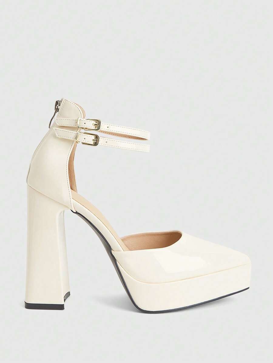 CUCCOO LuxiPop High-Heeled Thick-Soled Platform Fashionable And Simple Banquet Shoes - Apricot - View 1