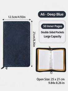 Embossed PU Leather Zipper Storage Binder, Multi‑Purpose Paper Document Organizer, A6 Portable Collection Album For Paper Memorabilia - multicolor - View 9