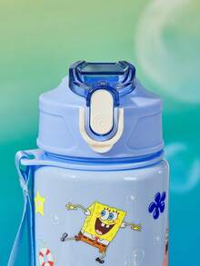SpongeBob SquarePants | SHEIN 25oz / 750ml 塑膠水壺，附矽膠吸管與防漏蓋，適合旅行、觀光與學校使用 - 藍色 - 查看 5