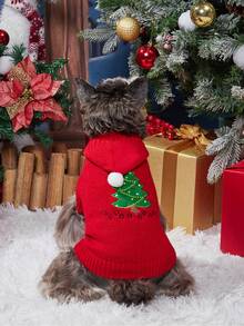 PETSIN Xmas Embroidered Santa Dog Hoodie Warm Knit Christmas Pet Sweater - Multicolor - View 5