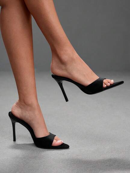 CUCCOO SZL Women's Pointed Patent Leather Open-Toed Sandals, Open Stiletto Slippers, Casual High Heels For Parties And Nightclubs