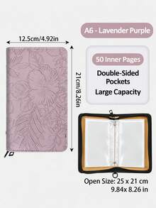 Embossed PU Leather Zipper Storage Binder, Multi‑Purpose Paper Document Organizer, A6 Portable Collection Album For Paper Memorabilia - multicolor - View 16
