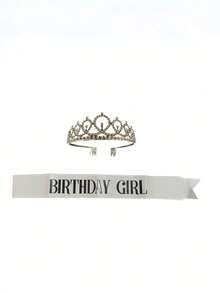 1 Set Sparkling Crystal Rhinestone Birthday Girl Sash & Crown Set,Shiny Purple Design, Perfect For Birthday Party, Bachelorette, Wedding, Prom, Photo Props, Celebration, Great Gift For Women And Girls, Suitable For All Seasons And Festivals - multicolor - View 6