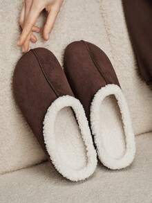 Solecia Women's Flat-Bottomed Fuzzy Shoes, Keep Warm At Home - Coffee Brown - View 1