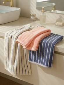 Cirelle 1pc Cotton Striped Hand Towel - Soft Highly Absorbent Face Towels For Bathroom, Gym, Spa & Hotel, Quick Dry Decorative Hand Towels For Daily Use - Multicolor - View 2