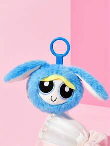 THE POWERPUFF GIRLS X SHEIN 1個可愛毛絨吊飾，精緻刺繡，可愛造型，可掛在包包和鑰匙上 - 藍色 - 查看 1