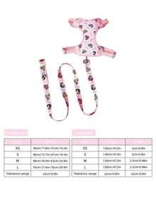 THE POWERPUFF GIRLS X PETSIN 1 Pc Pet Harness And Leash Set, Cute Cartoon Print, Polyester Material, Quick-Release Buckle, Soft Inner Lining, Outdoor Walking And Travel, For Small Dogs And Cats, All-Season Use - Pink - View 3