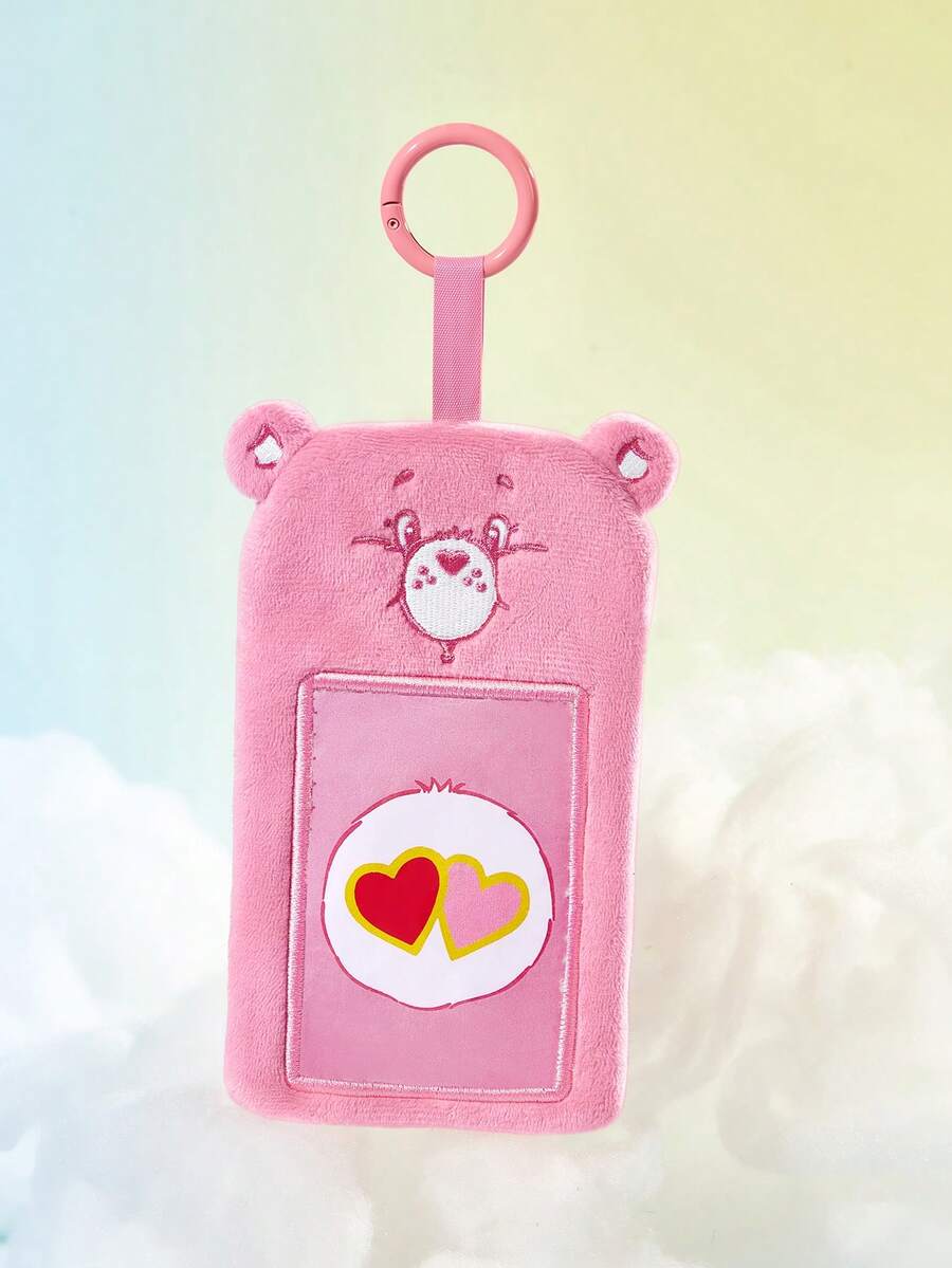 SHEIN X Care Bears 1個卡通卡包,可愛造型,適合放置偶像小卡、工作卡、校園卡、交通卡等,透明PVC視窗設計,可掛在包包上 - 愛心熊 - 查看 1