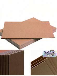 50 Pcs A4 Brown Cardstock, For Card Printing, Tag Design & Drawing - brown - View 1
