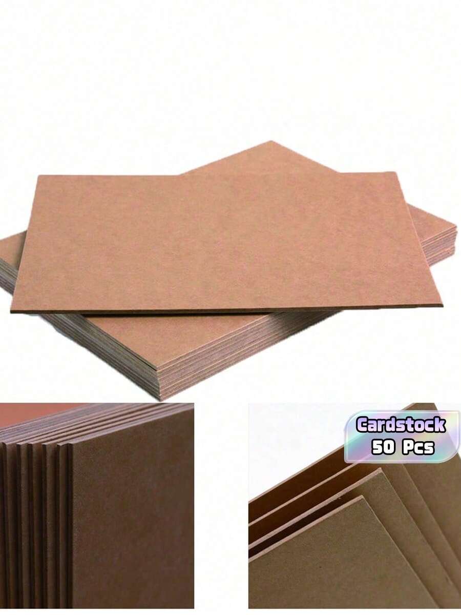 50 Pcs A4 Brown Cardstock, For Card Printing, Tag Design & Drawing - brown - View 1