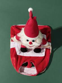 PETSIN Kostum Anjing Lucu Santa Gendong Natal Pakaian Cosplay Hewan Peliharaan - Merah - View 7