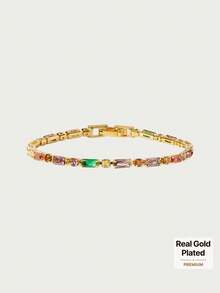 Glisma 18K Gold-Plated Colored Gemstone Fashion Light Luxury Bracelet (Random Color Sorting) - Yellow Gold - View 1