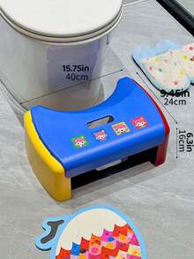1PC Memphis Style Cute Thickened Non Slip Toilet Stool Ergonomic Bathroom Step Stool For Adults Family Home Use Squatting Potty Training Accessory Comfortable Stable Durable - Multicolor - View 8