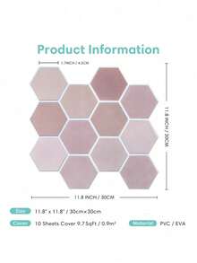 COMMOMY 1/10/20 Pack Self-Adhesive Wall Panel, Tile Splash Proof Sticker, Pink Ceramic Tile Decal, Living Room Wall Decoration - multicolor - View 11